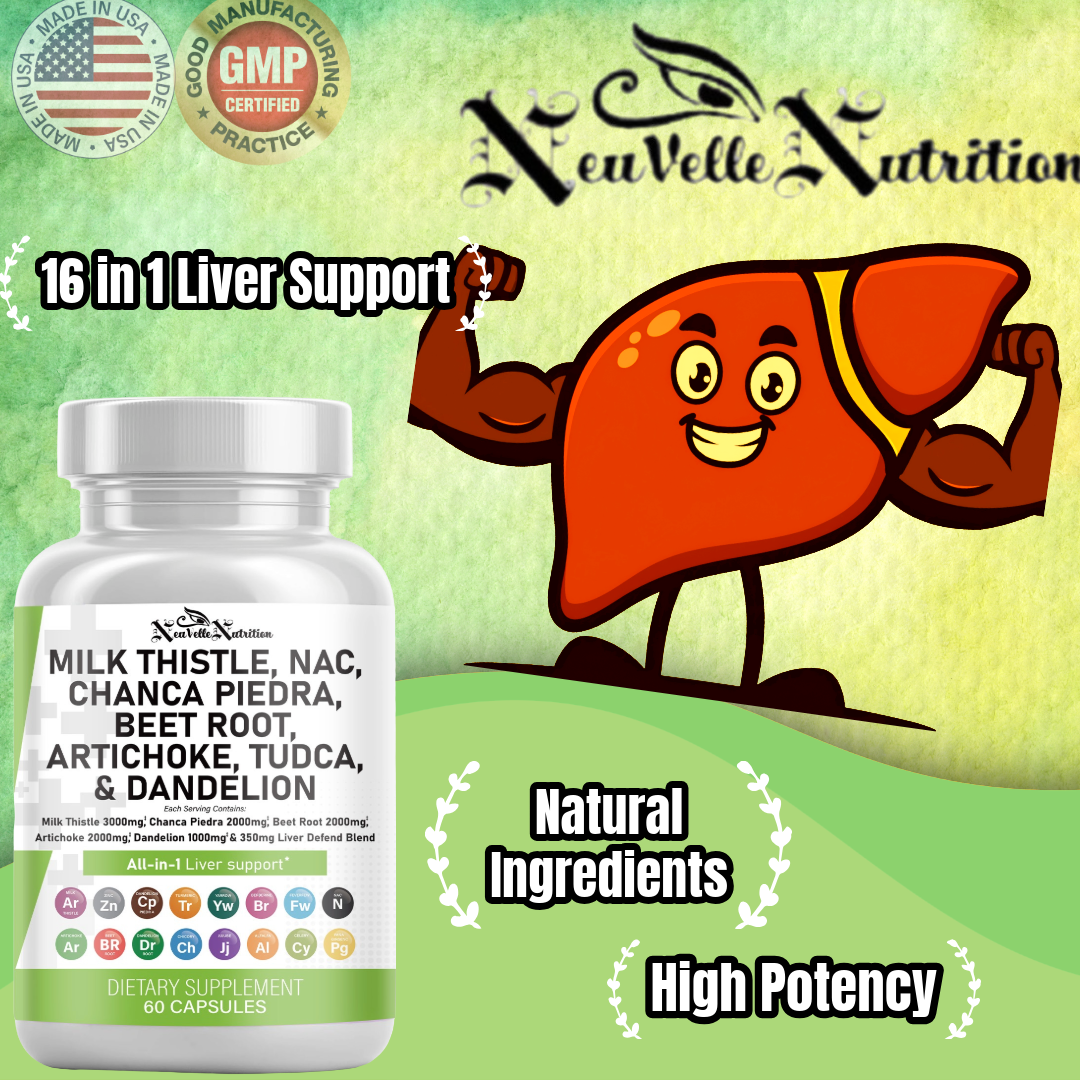 NeuVelle Nutrition - Wholesale Oral Supplement/Vitamin - NeuVelle Liver & Metabolic Detox Complex – All-in-1 Formula with Milk Thistle, NAC, Chanca Piedra, Beet Root, TUDCA, Artichoke, Berberine, Dandelion, Zinc, Turmeric & More – Advanced Liver, Digestion & Metabolism Support – 60 Vegan Capsules1