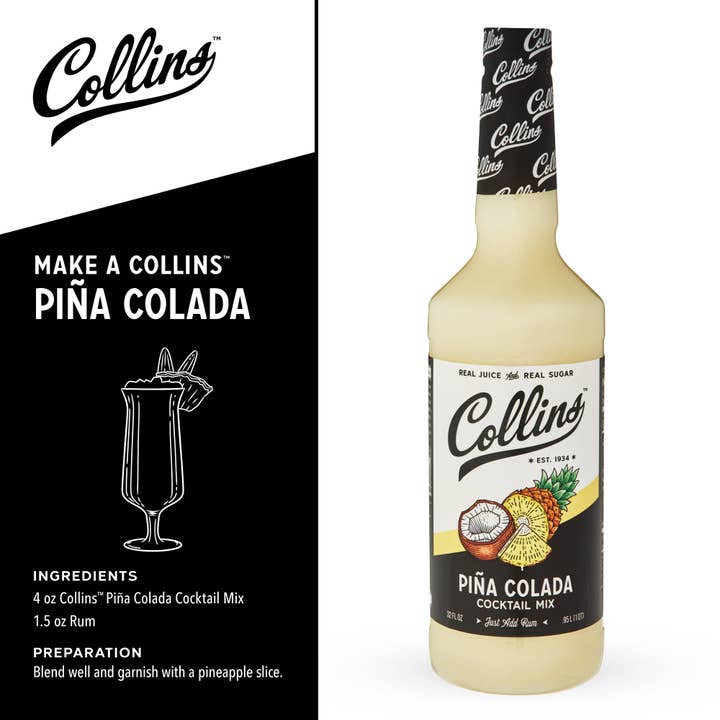Collins - Wholesale Cocktail Mix/Syrup - Real Sugar Pina Colada Cocktail Mix 32 oz2