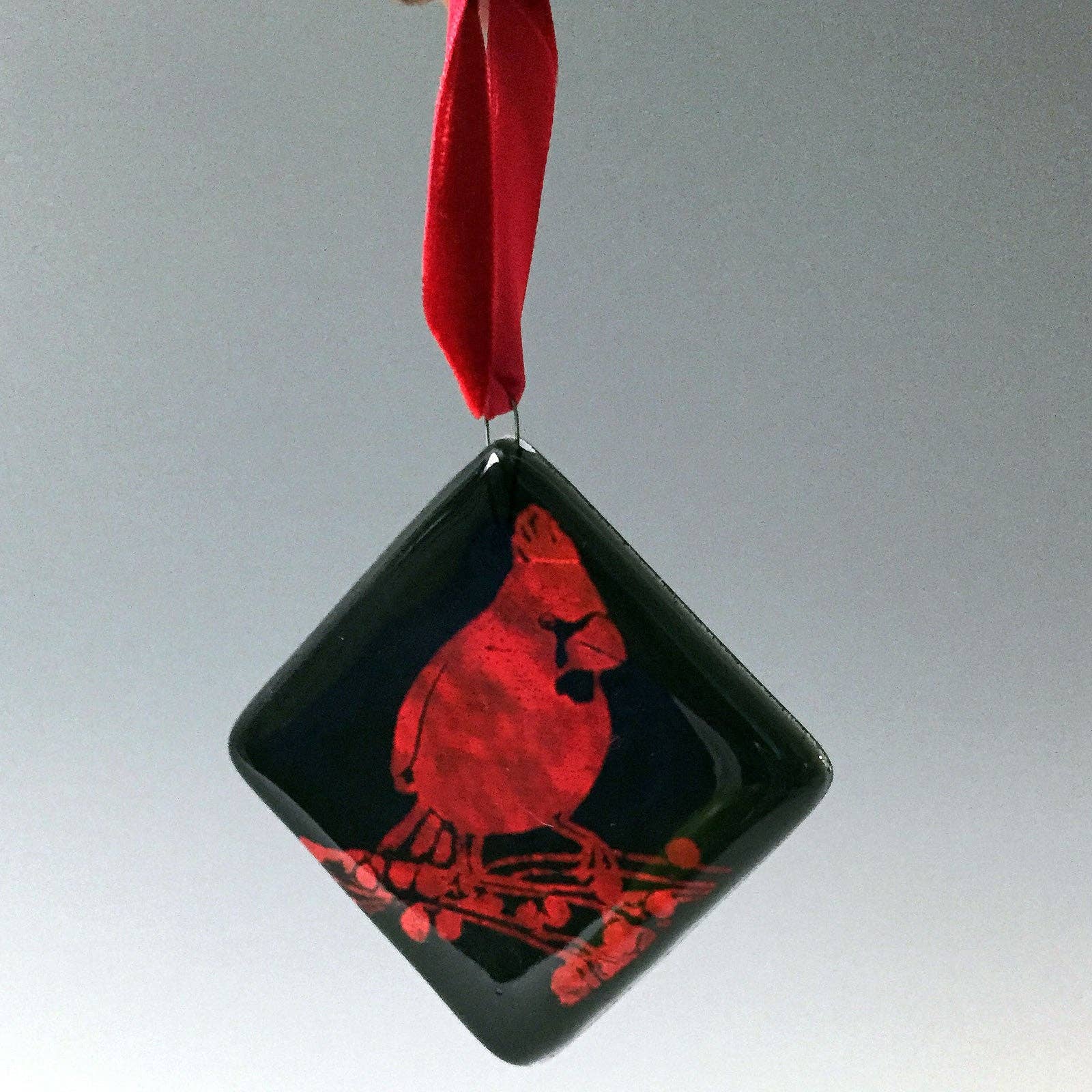 Kiku Handmade | Contemporary Fused Glass Home Goods - Wholesale Ornament - Cardinal 2.25" Fused Glass Ornament1