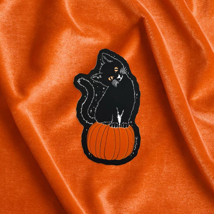 Pumpkin Cat Sticker for wholesale by Shop Malma