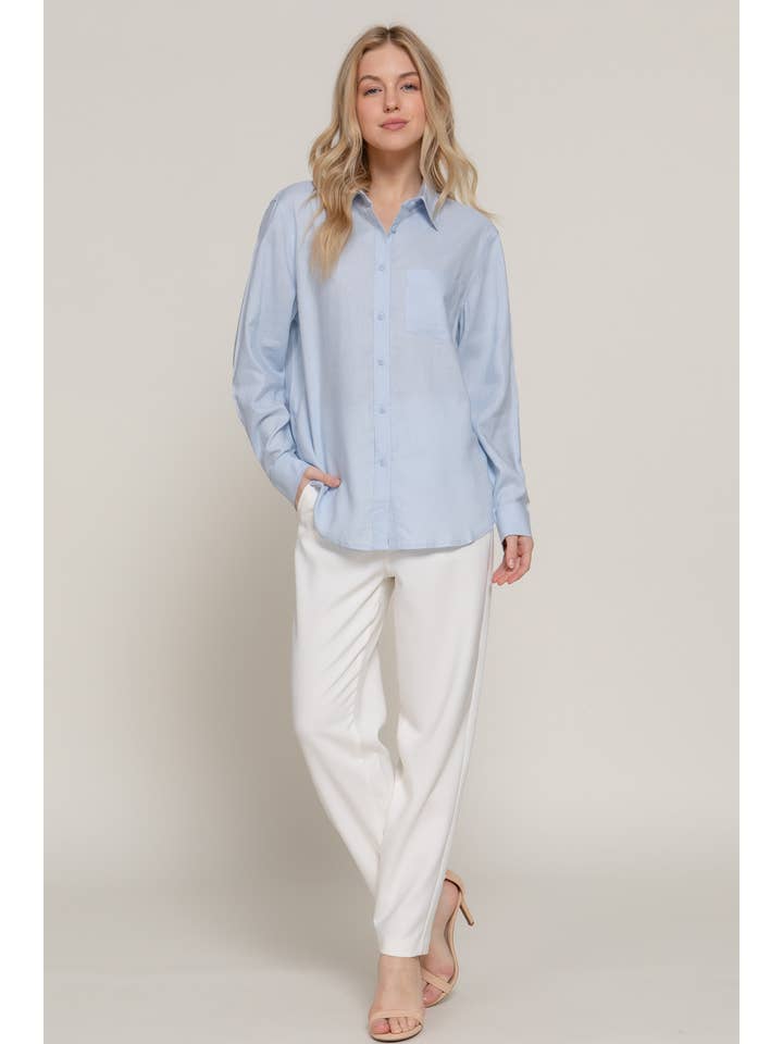 Active Basic | Active USA - Wholesale Button Down Shirt - Women's - Long Sleeve Linen Blend Shirt5