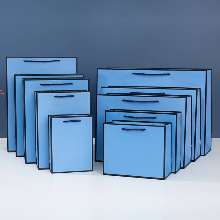 ByHome - Wholesale Gift Bag - Blue with Black Border Paper Gift Bag w/ free tissue5