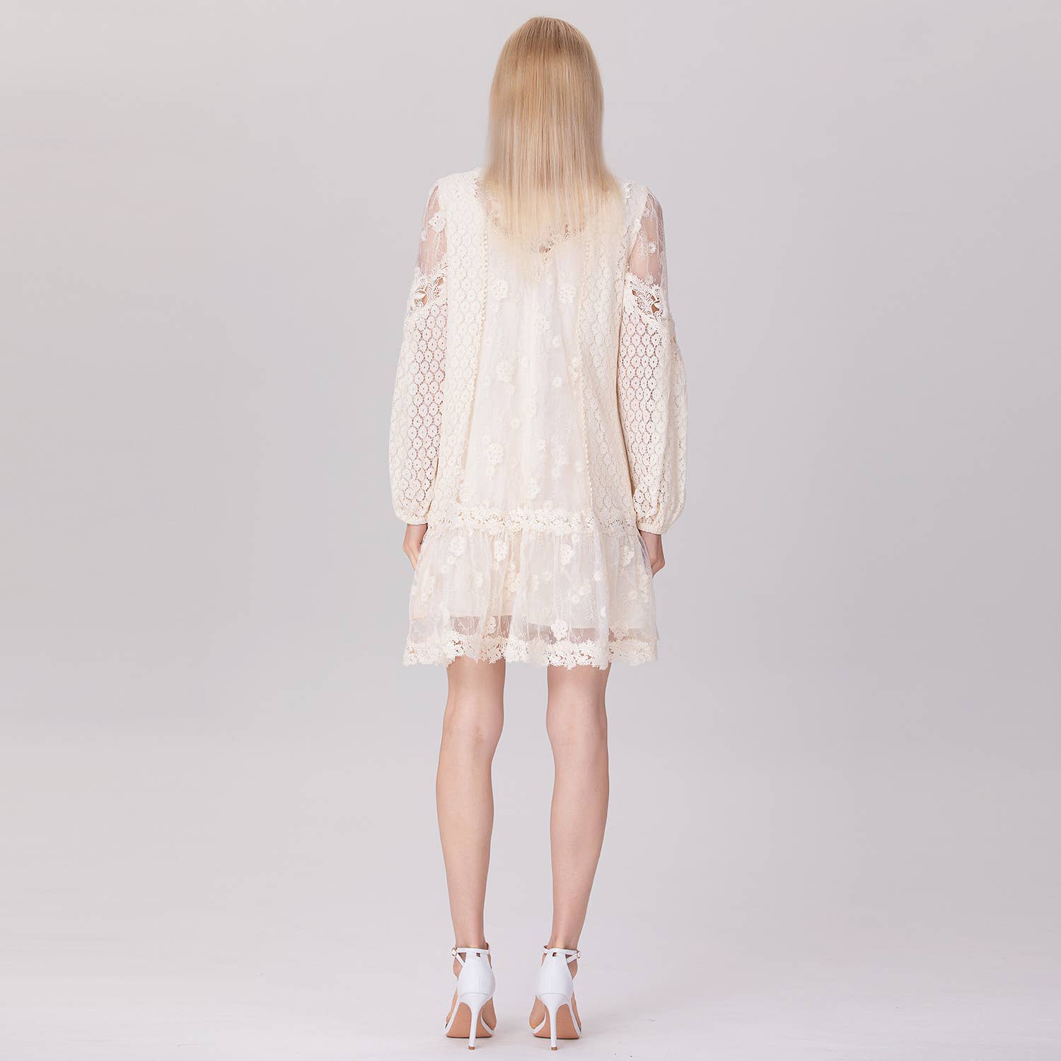 custard Multi-lace and tulle babydoll dress for wholesale on Faire4