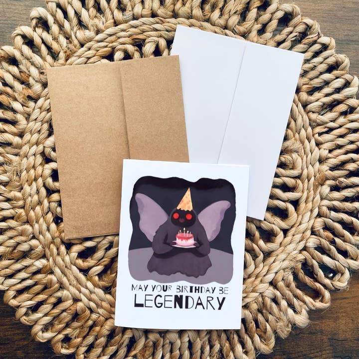 Cryptic Paper Co. - Wholesale Birthday Card - Mothman Cryptid Funny Birthday Card3
