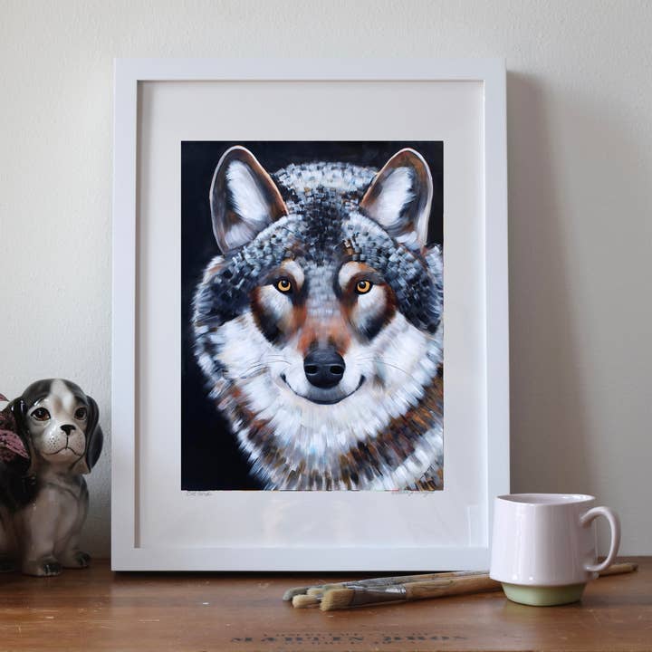 Modern Wolf Art Print – Woodland Animal Wall Decor for wholesale by Natalie Jo Wright