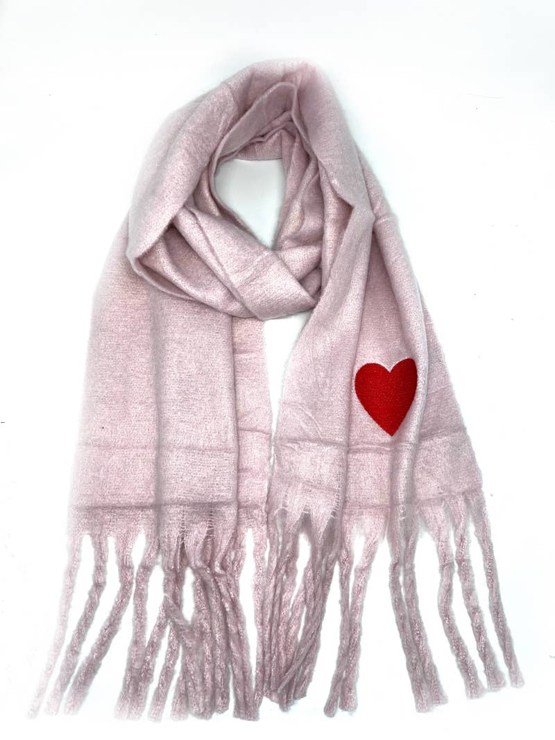 LINETA - Venta al por mayor Bufanda - Mujer - Bufanda grande con flecos y corazón bordado HH-2106