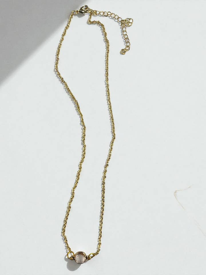 Gold necklace with clear delicate accent pendant 16-19 inches for wholesale by Ava Capri