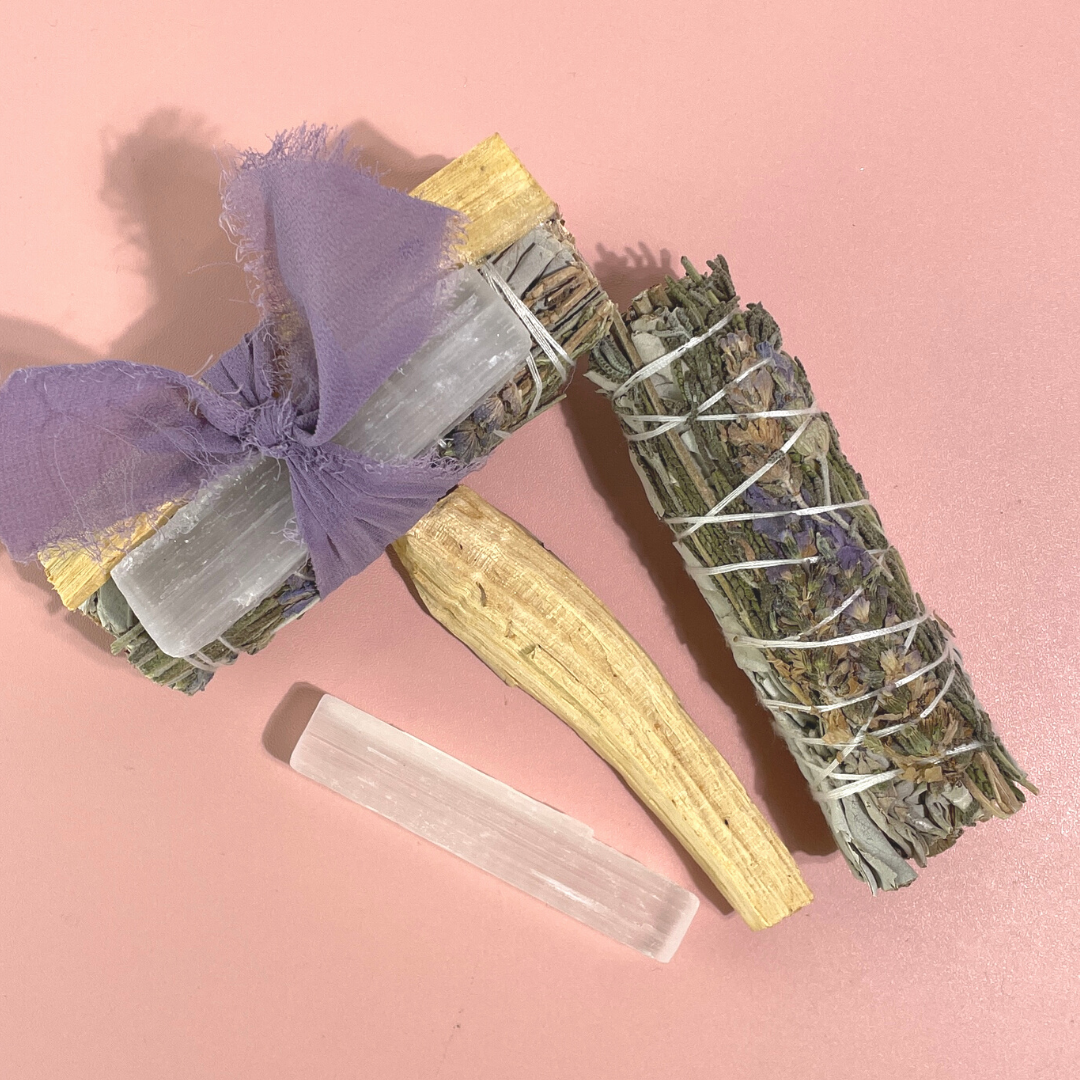 Sow the Magic - Wholesale Sage bundle - Lavender + White Sage Protection Bundle with Selenite + Palo2