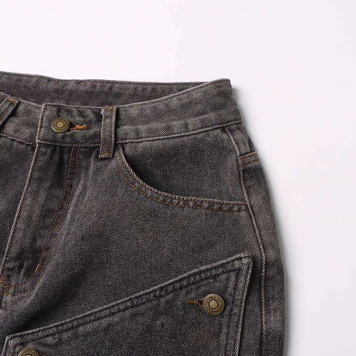 Grigio Jeans invecchiati a vita alta alla moda JP015Y - Stile retrò in vendita all'ingrosso su Faire10