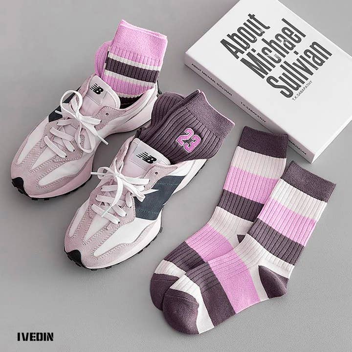 Ivedin - Wholesale Socks - Women's - High Cotton Lilac Sports Socks Packs for Women1