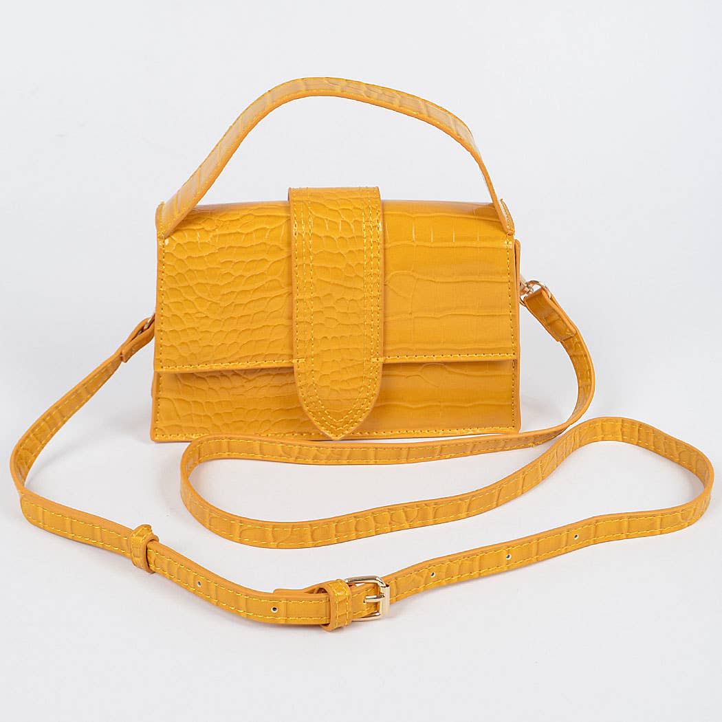 3AM BY H&D ACCESSORIES - Wholesale Crossbody Bag - Women's - Faux Croc Top Handle Crossbody Bag6