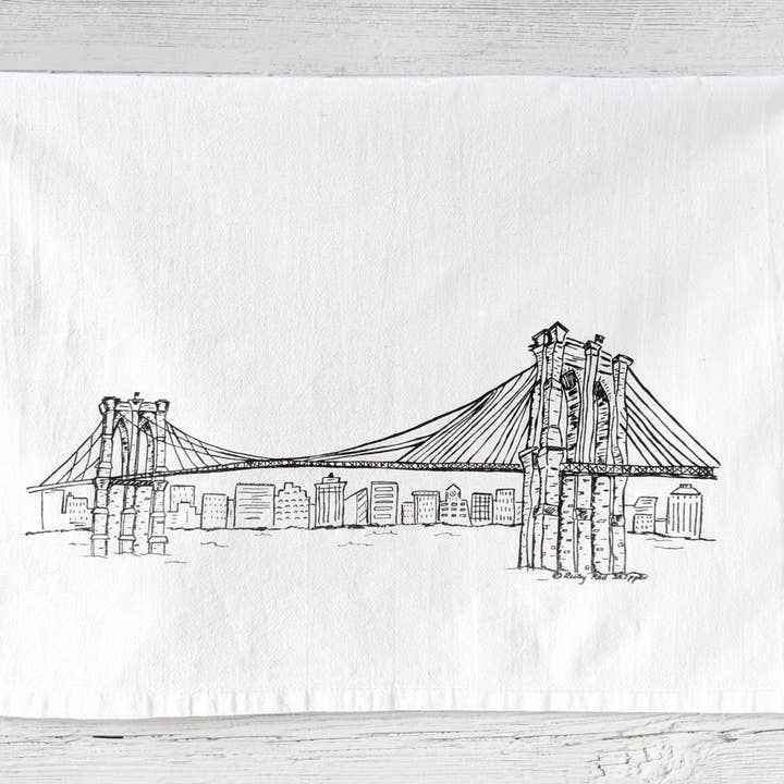 Brooklyn Bridge Tea Towel for wholesale by Ruby Red Skipper