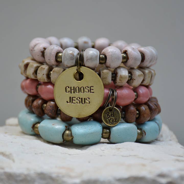 Bel Koz Haiti - Wholesale Beaded Bracelet - Seafoam | Bel Koz Square Clay Bead Bracelet1