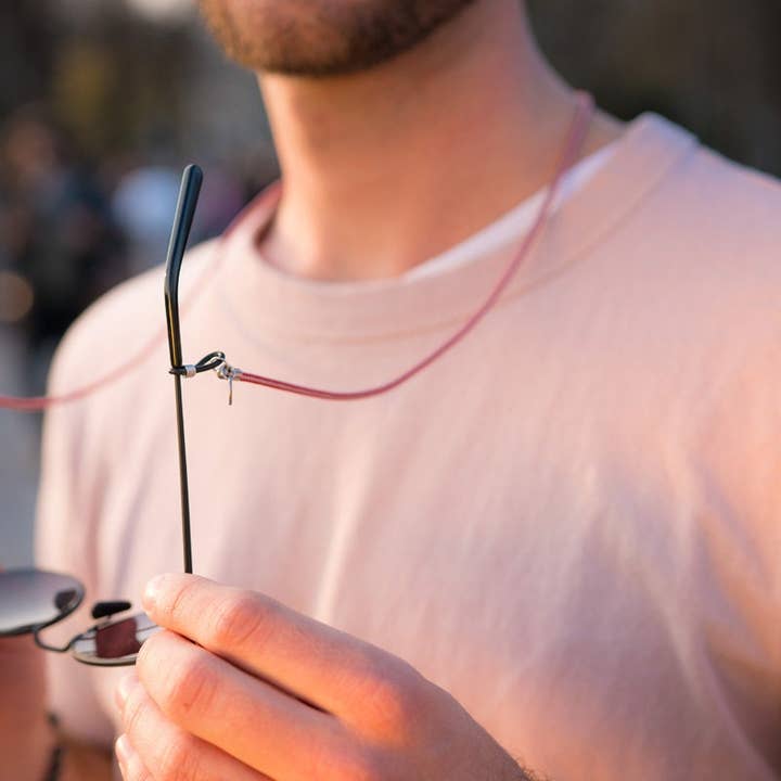 Rött glasögonband FLORES soleash®, handarbete för wholesale av soleash