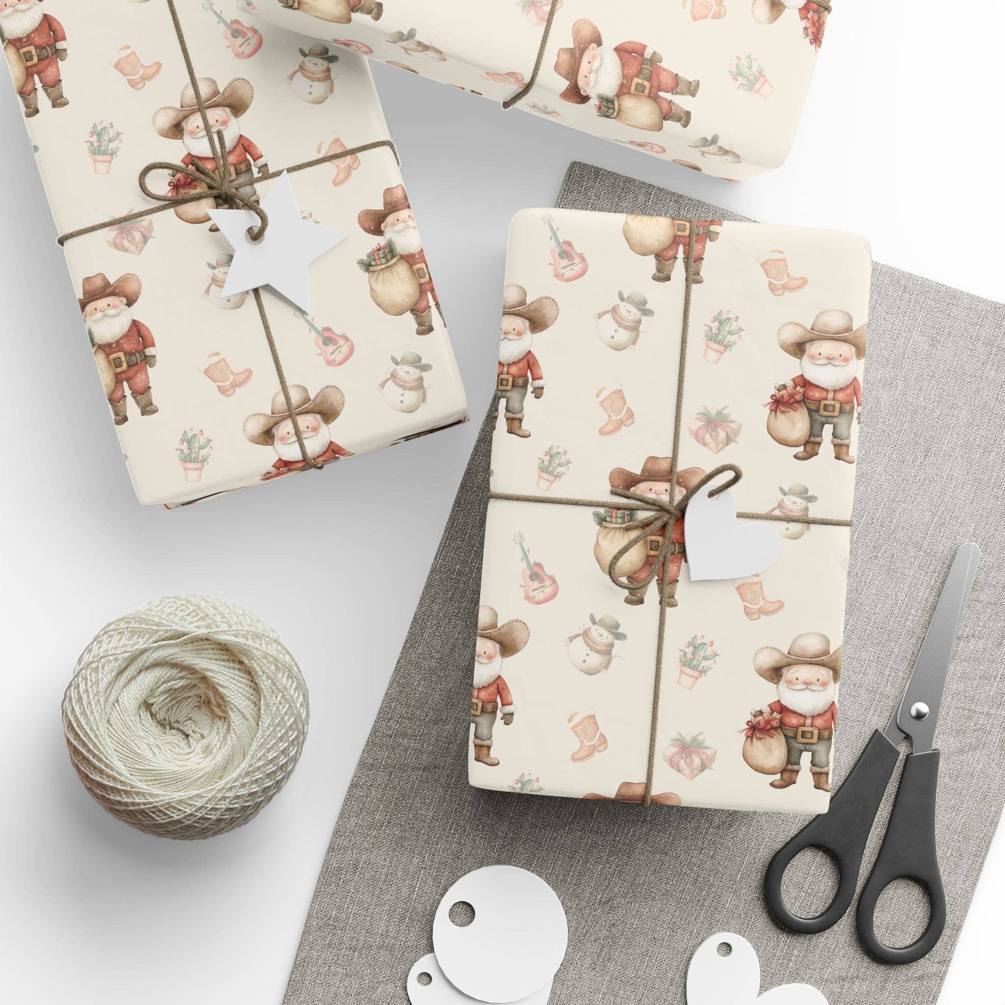 Lokipawz - Wholesale Flat Wrap - Western Santa Holiday Wrapping Paper6