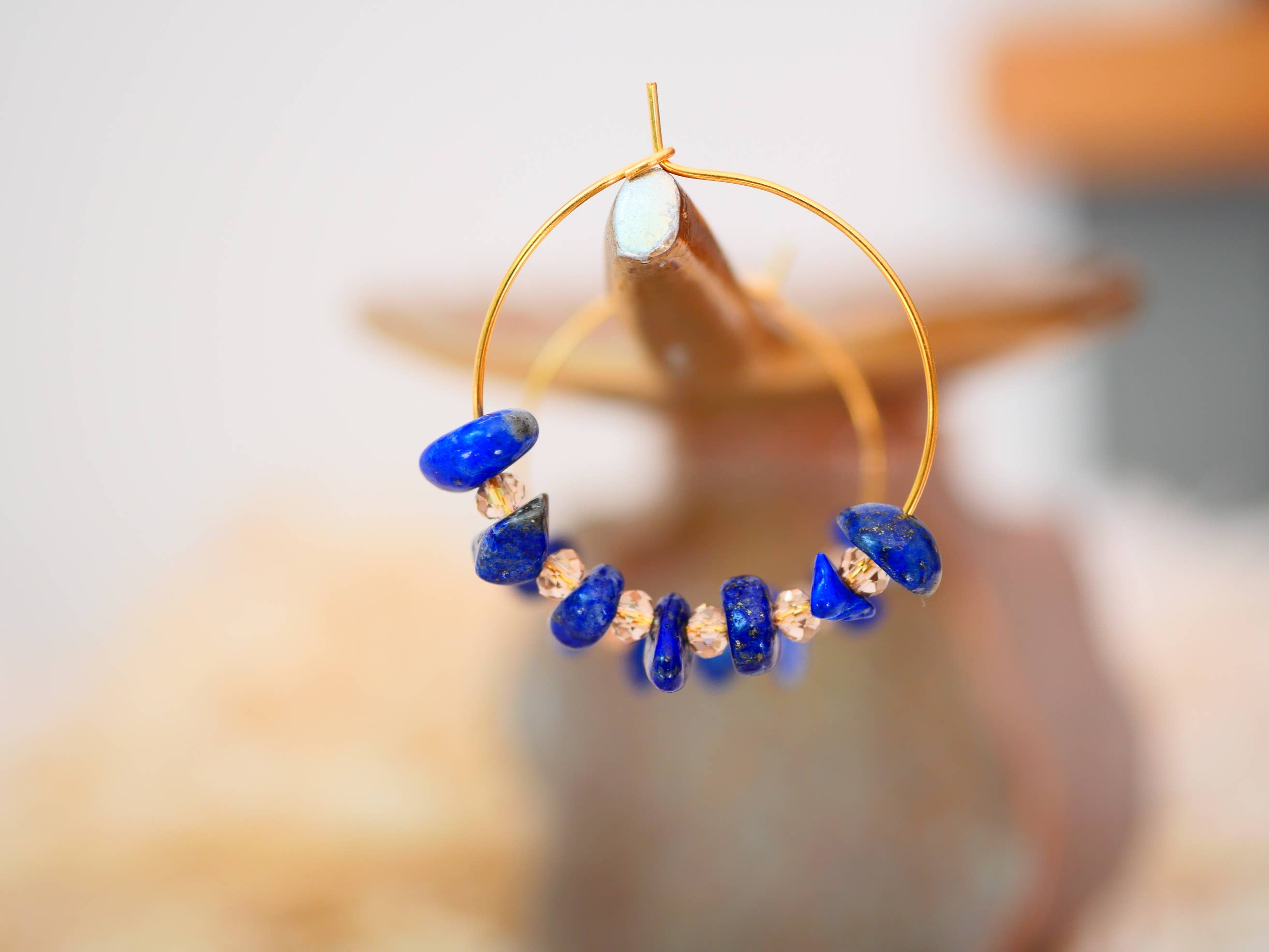 GINANDGER - Wholesale Hoop Earrings - EARRINGS PRISCA LAPIS LAZULI1