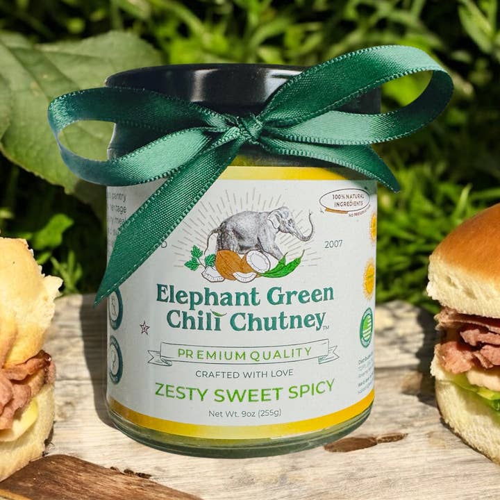 Elephant Green Chili Chutney (6 Pack Case) for wholesale by Elephant Green Chili Chutney