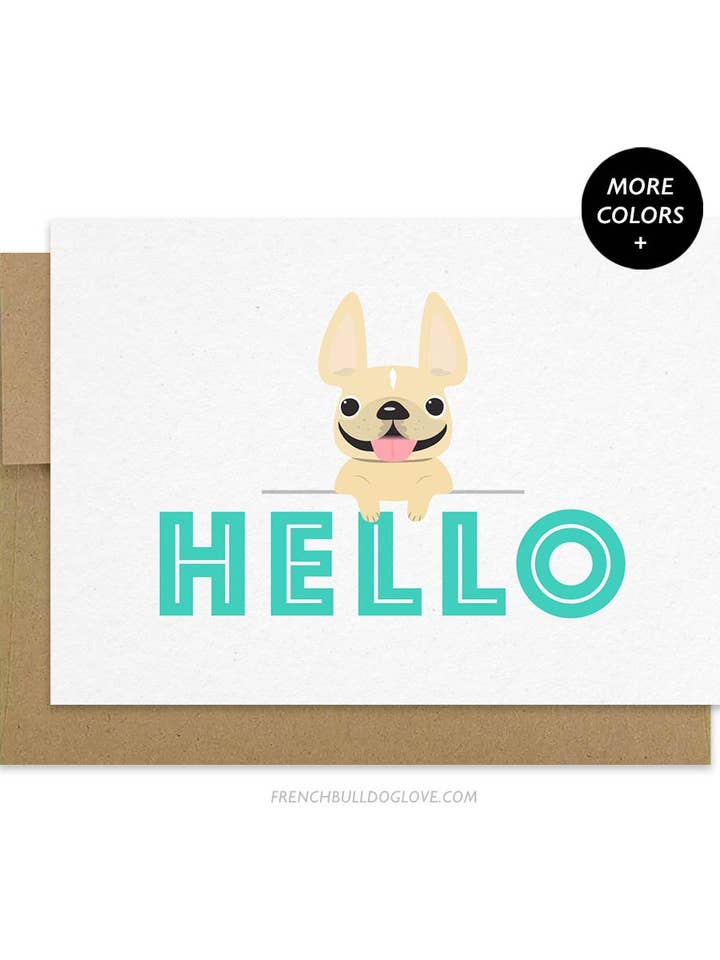 Hello - French Bulldog Card for wholesale by French Bulldog Love