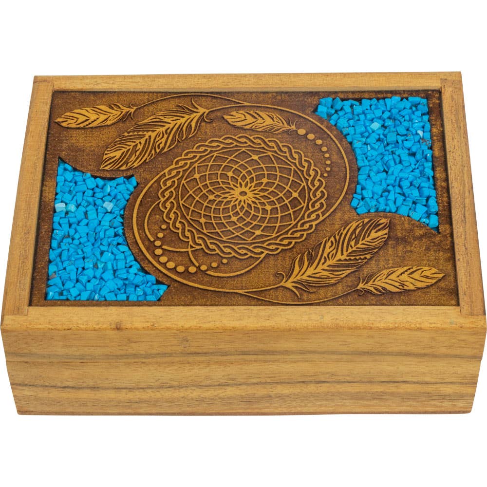 Kheops International - Wholesale Decorative Box - Velvet Lined Laser Etched Wooden Box - Dreamcatcher0