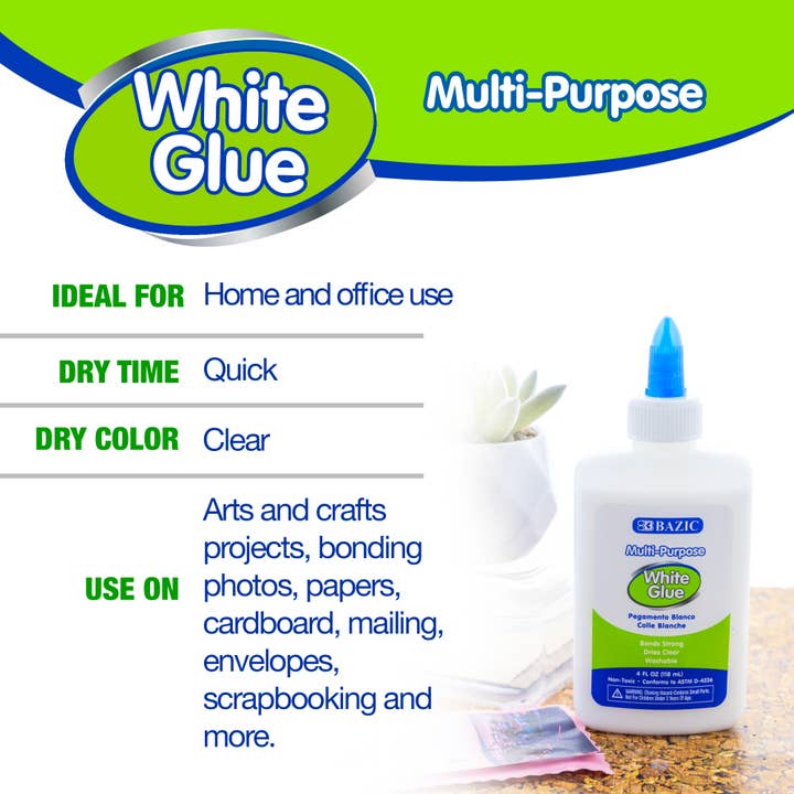 BAZIC Products - Wholesale Glue - White Glue 4 FL OZ (118 mL)3