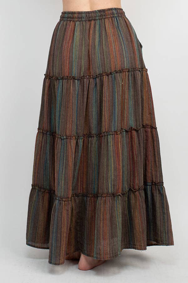 Lakhays Collection Inc. - Wholesale Skirt - Women's - Stripe Tiered Maxi Skirt2