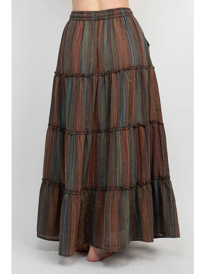 Lakhays Collection Inc. - Wholesale Skirt – Women’s - Stripe Tiered Maxi Skirt3