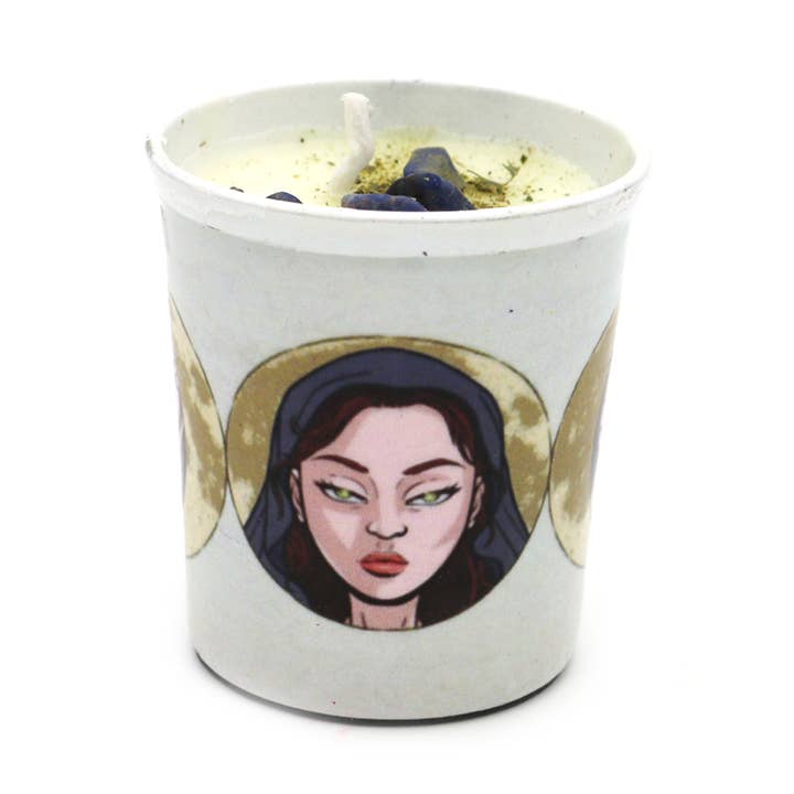 Candele votive profumate Moon Goddess (6) per la vendita all'ingrosso da parte di Designs by Deekay Inc.