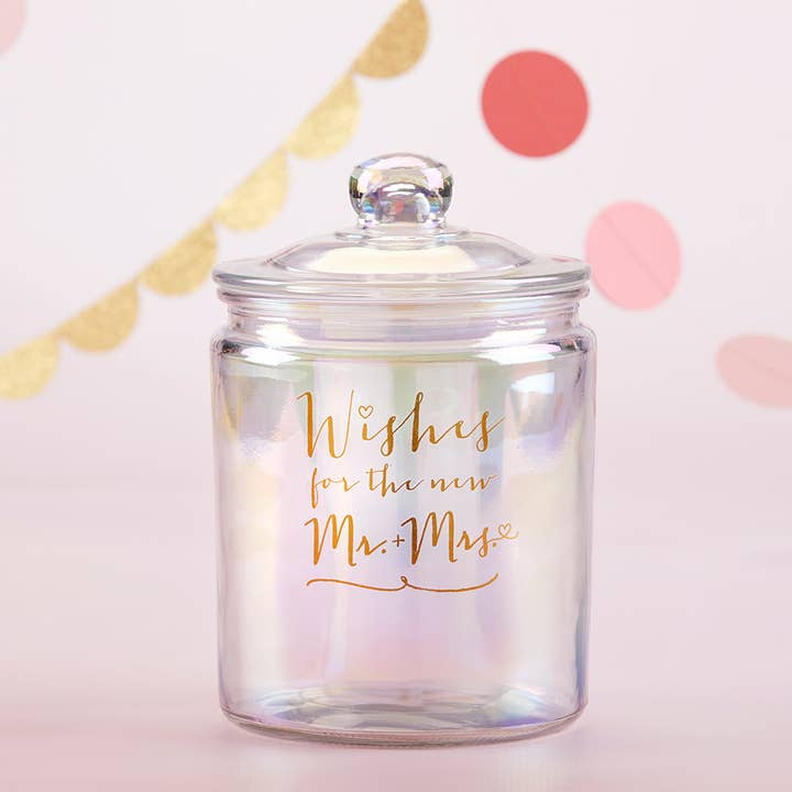 Kate Aspen - Wholesale Party Sign/Banner - Irredescent Wedding Wish Jar with Heart-Shaped Cards