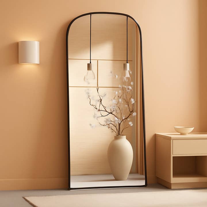 56x21 Inch Black Full Length Floor Mirror With Stand for wholesale by ShipItFurniture