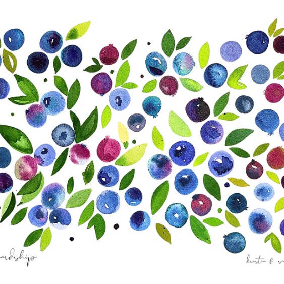 Kristin F. Simmons Watercolors - Wholesale Art print - Wild Maine Blueberries // Stewardship1