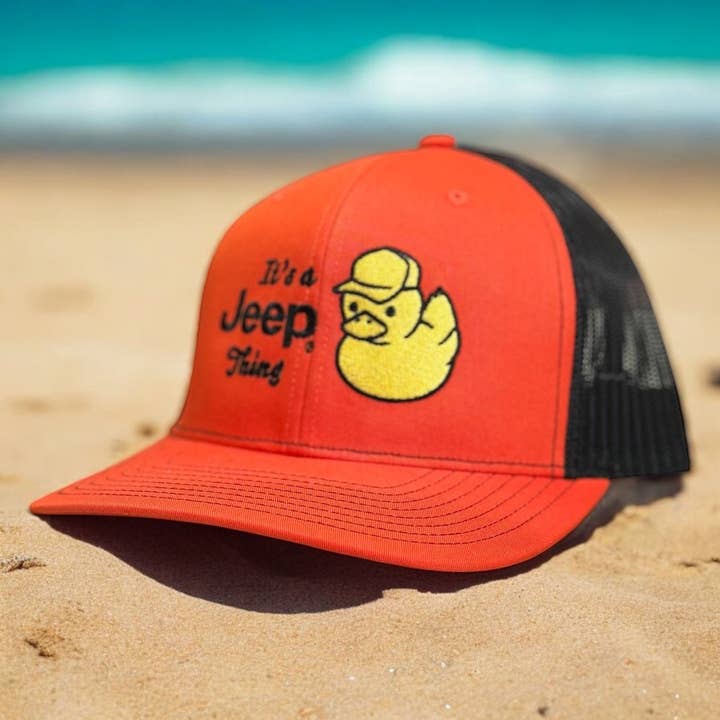 Hat - It's A Jeep Thing Duck - Orange/Black for wholesale by Detroit Shirt Co.