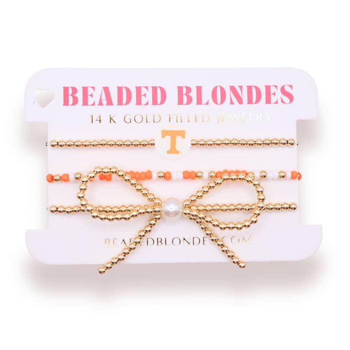 Tennessee/ Vols Logo Lazo Apilado de 3 para venta al por mayor de Beaded Blondes