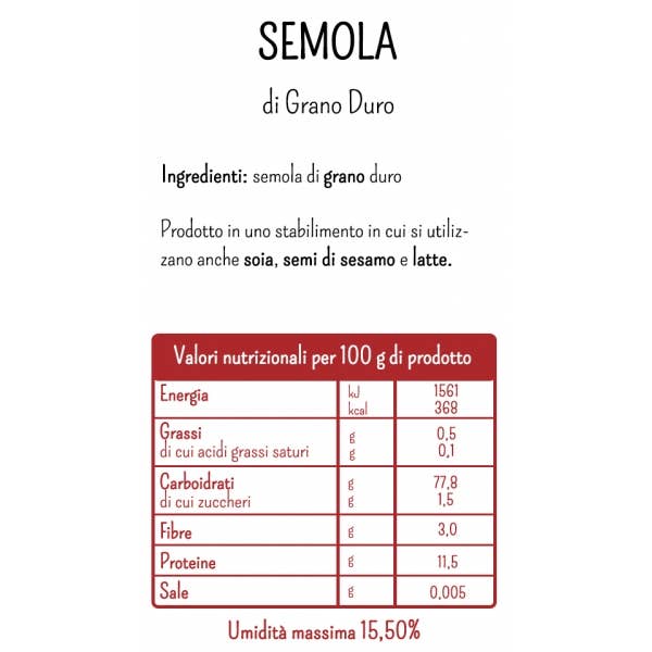 Molino Rossetto - Wholesale Flour - SEMOLINA - 500 G -2