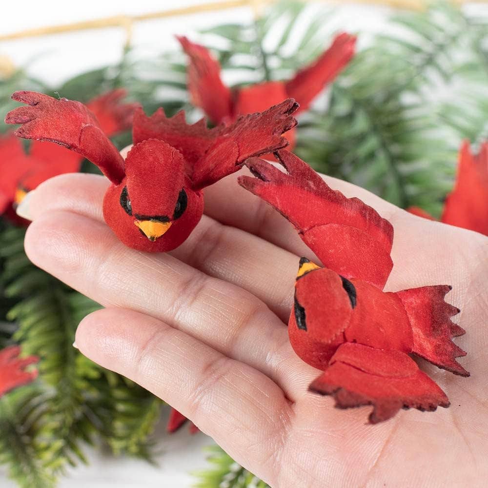 Factory Direct Craft - Wholesale Artificial Flowers - 2" Mini Mushroom Red Cardinal Bird1