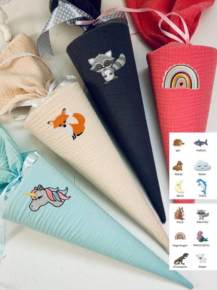 Liten musslinstrut med motiv – handgjord i Hamburg för wholesale av Küstenfieber®