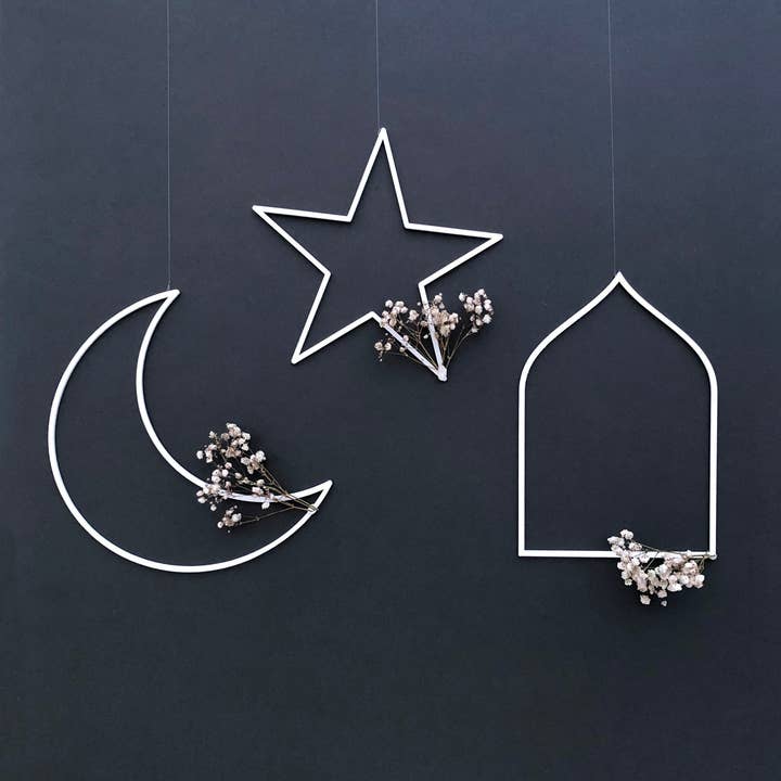 Islamic Moments - Wholesale Ornament Set - Laser Cut Crescent, Star & Arch Hanging Shapes, Ramadan Decorations, Eid Decorations, Eid Decor - LCA 06