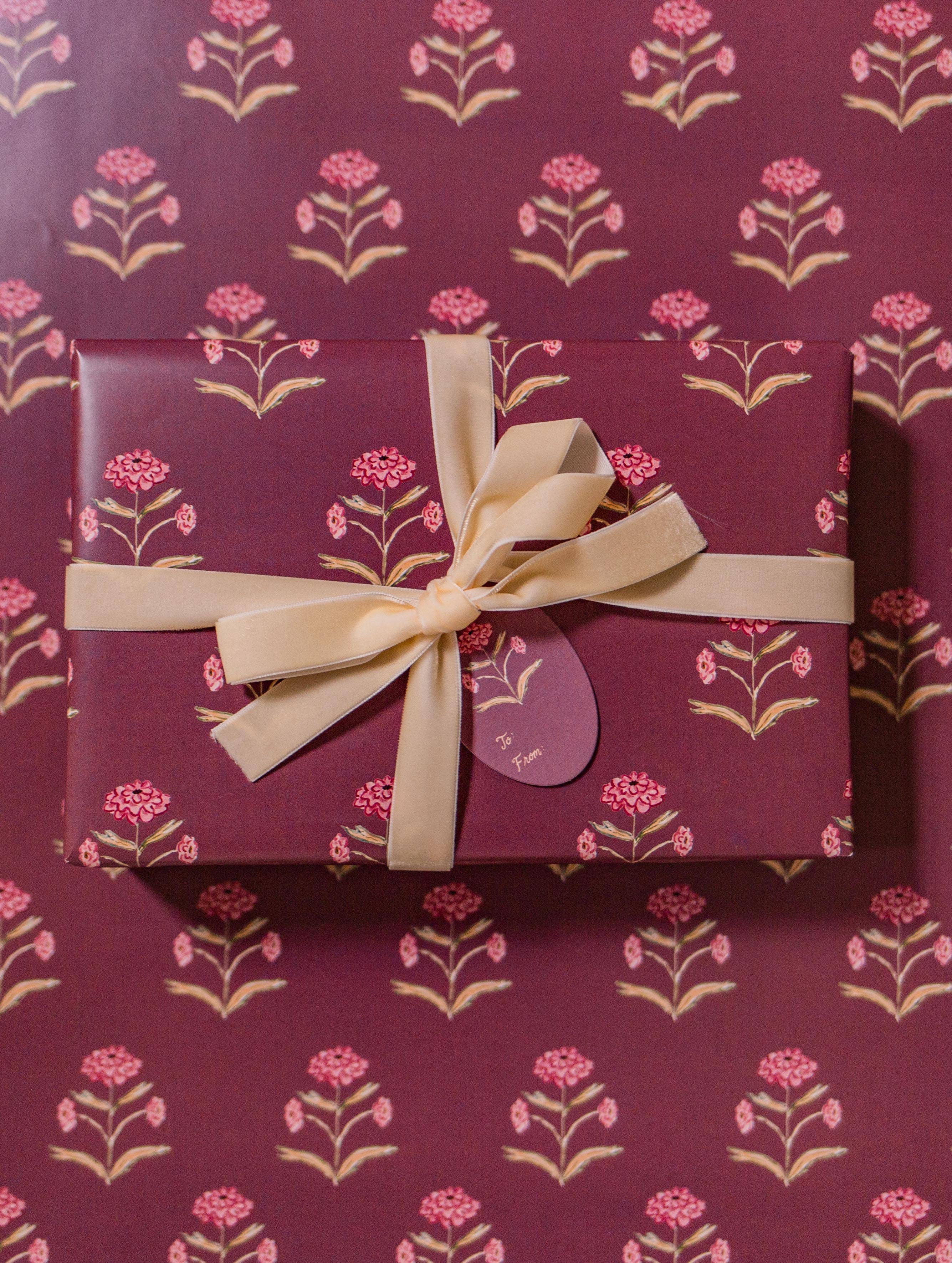 The Illustrated Life - Wholesale Flat Wrap - Zinnia Block Print Gift Wrap Sheets6