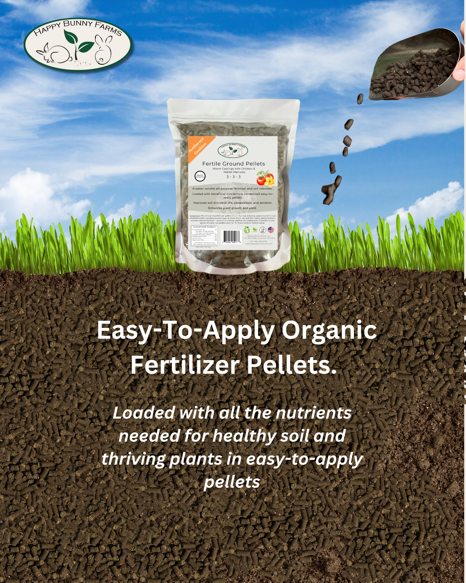 Happy Bunny Farms - Wholesale Fertilizer - Fertile Ground, Fertilizer and Soil Rebuilder Pellets, Bulk4