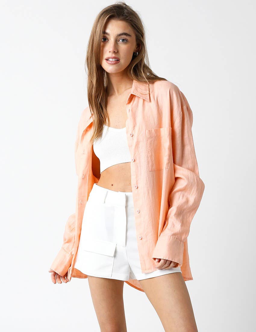 Olivaceous – wholesale Buttoned-down shirt – Women's – Helen Linen Shirt25