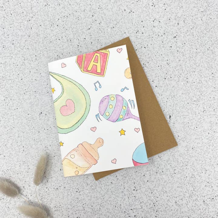 Cartão de papel de linho branco para chá de bebê por atacado de Survival kit de survie