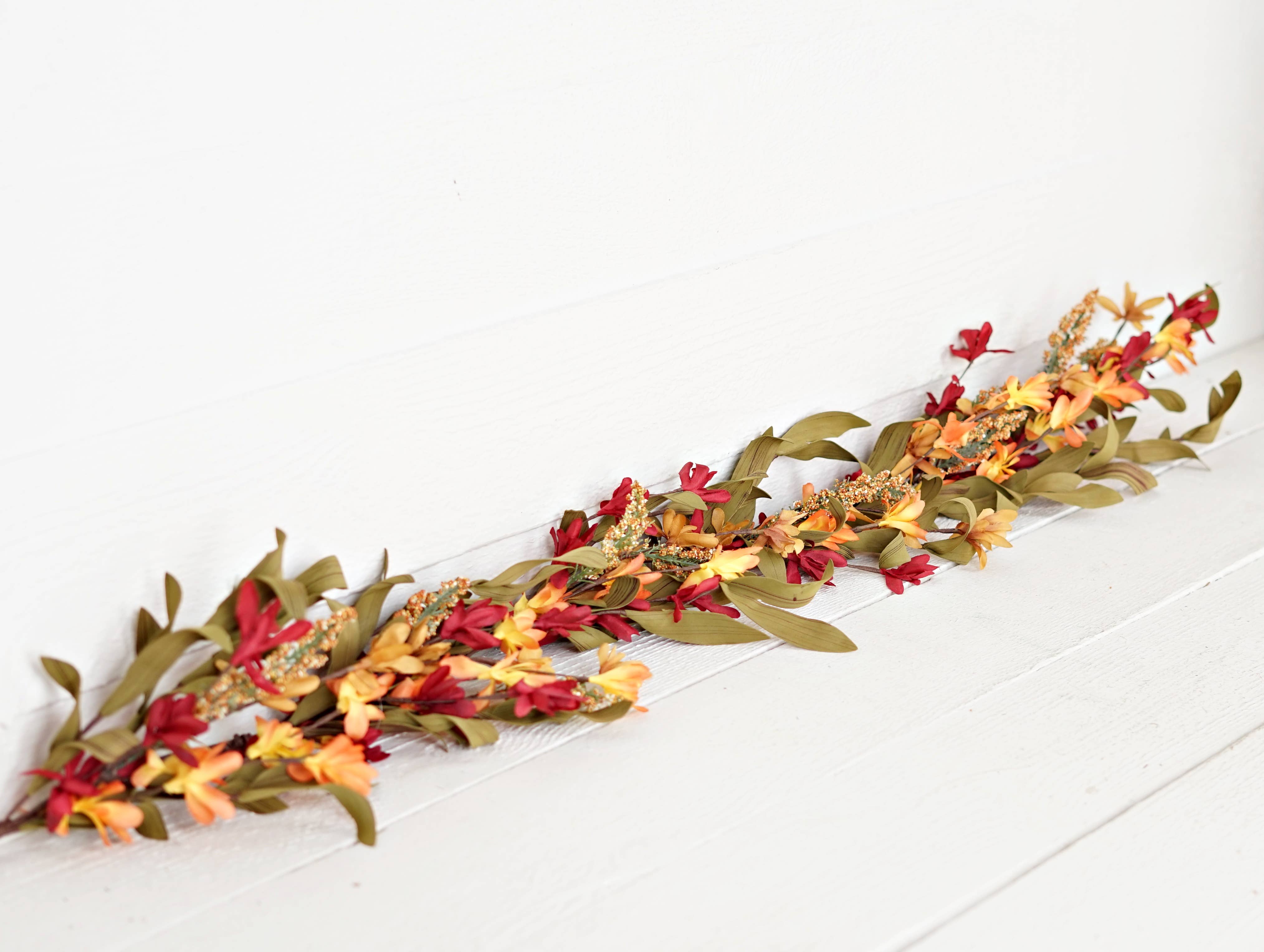 Impressive Enterprises, Inc. - Wholesale Bunting/Garland - 530161- 4ft Garland-Orange Burgundy wild flower with heather4