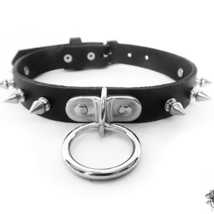 8th Sin - Wholesale Choker/collar - Black Studded D and O Ring Choker - Black Studded Collar4