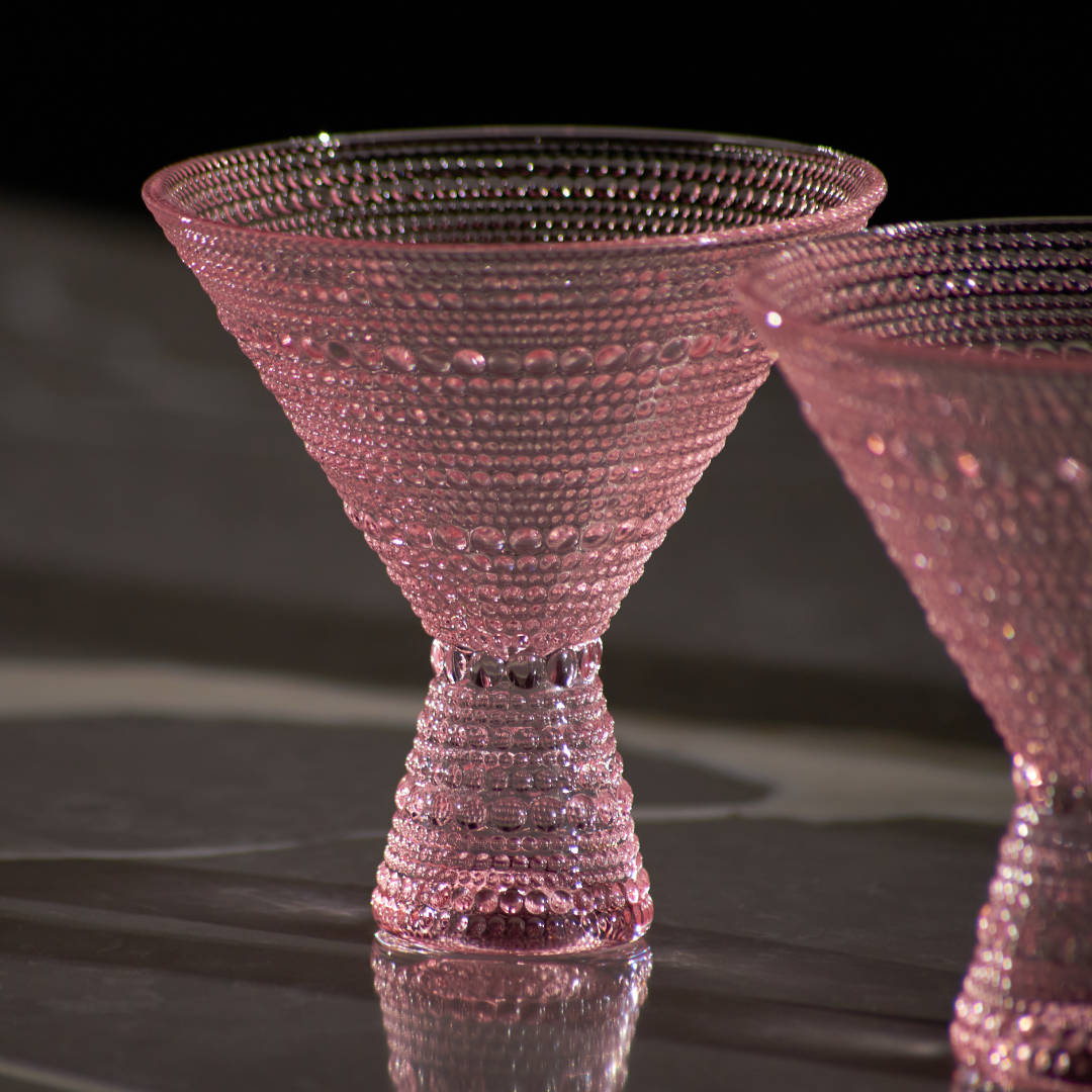 Lemonsoda – wholesale Cocktail-/likörglas – Rosa Hobnail Martini Glas (Set om 1) - 9oz3