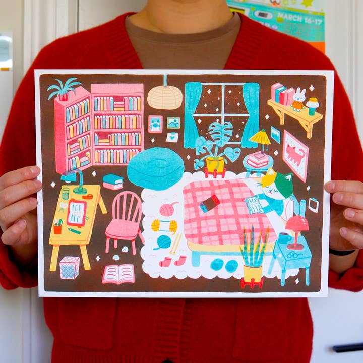 Megan Wang - Wholesale Art Print - I Love My Room Risograph Print2