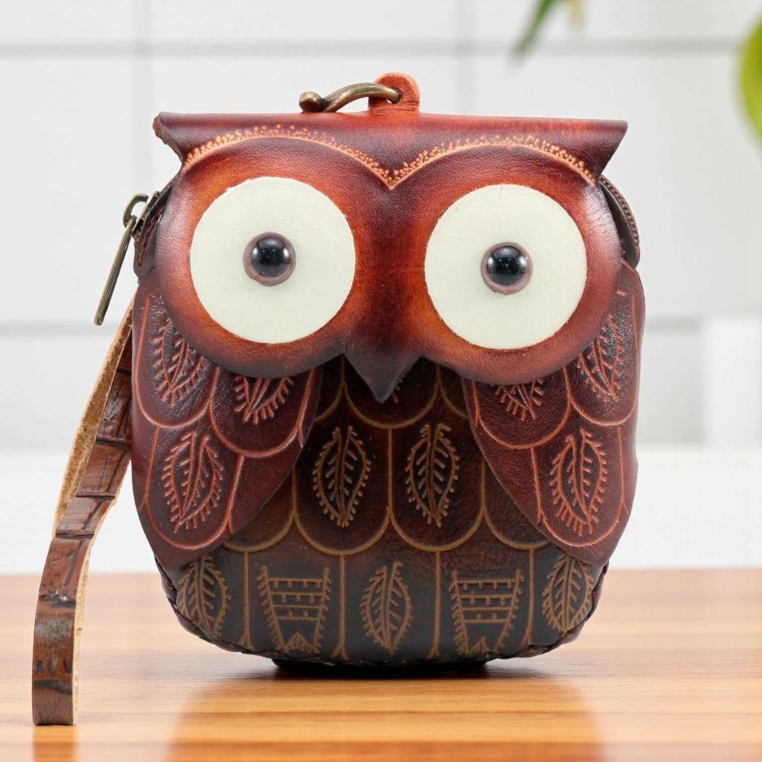 Sunflower Handmade leather inc - Wholesale Wristlet - Handmade Leather Owl Wristlet coin purse wallet2