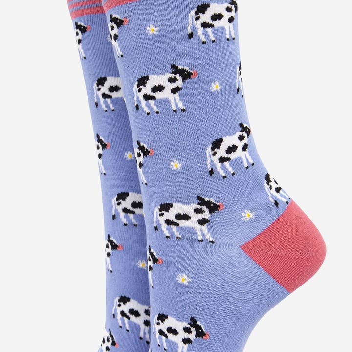 Women's Spring Cow Print Bamboo Socks for wholesale by Sock Talk