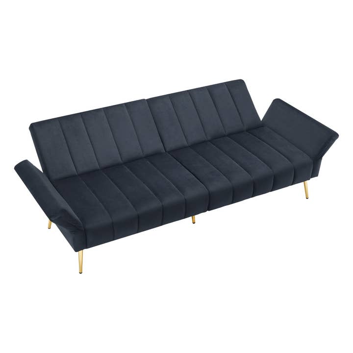 Urban Meuble - Wholesale Sofa - Black velvet 3-seater convertible sofa with 5-position backrests MEZEDS12