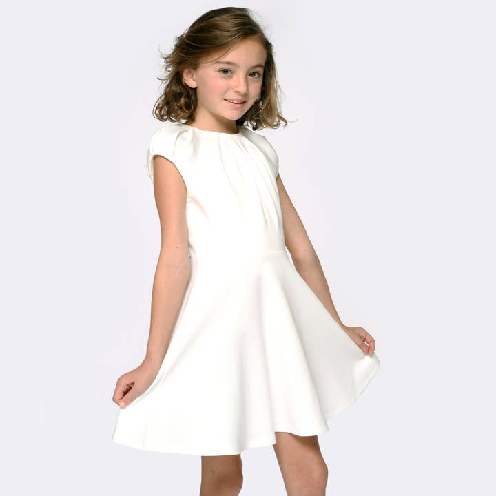 Hannah Banana , Baby Sara - Wholesale Dress - Kids - FIT AND FLARE SCUBA DRESS WITH PLEATED NECKLINE6
