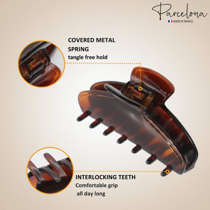 Parcelona - Wholesale Hair Clip - Women's - Parcelona French Basic Medium 3 1/2" Celluloid Jaw Hair Claws for Women(2 Pcs)10