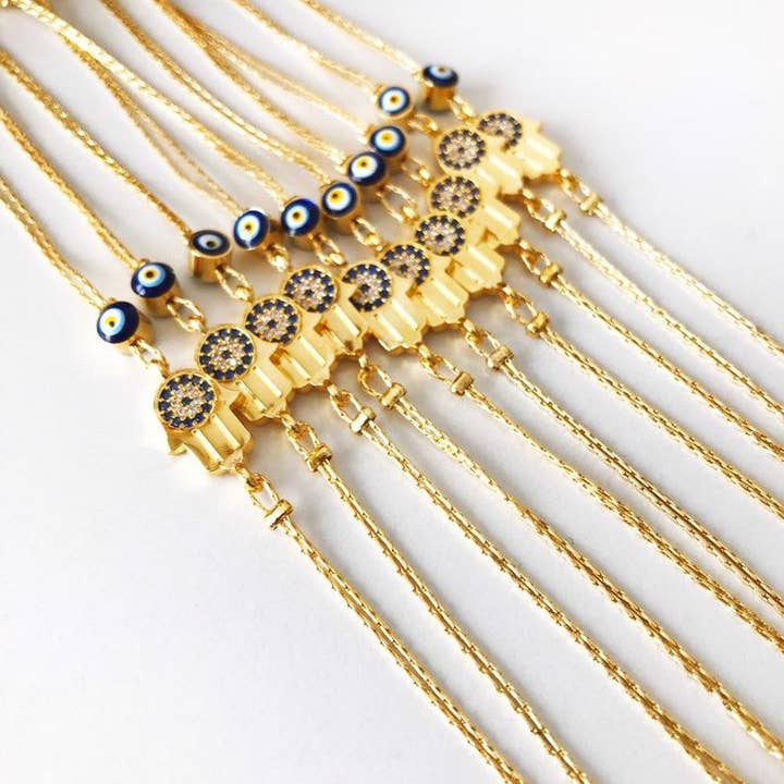 Evileyefavor - Wholesale Charm/Dangle Bracelet - Hamsa Evil Eye Bracelet, Gold Chain Bracelet, Greek Jewelry3